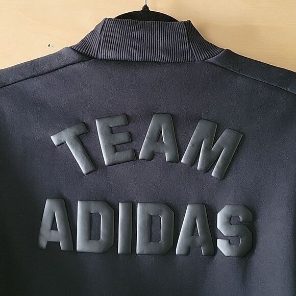 ADIDAS Team Womens Logo Varsity XS Athleisure Long Sleeve Crop Black Sweatshirt - Picture 10 of 12